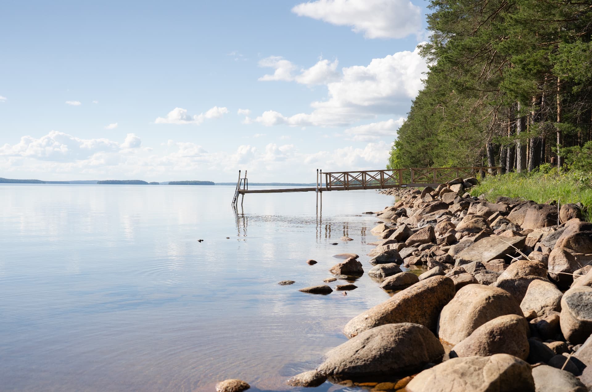Long spring light over the lake, lengthening days at this lakeside retreat in Finland