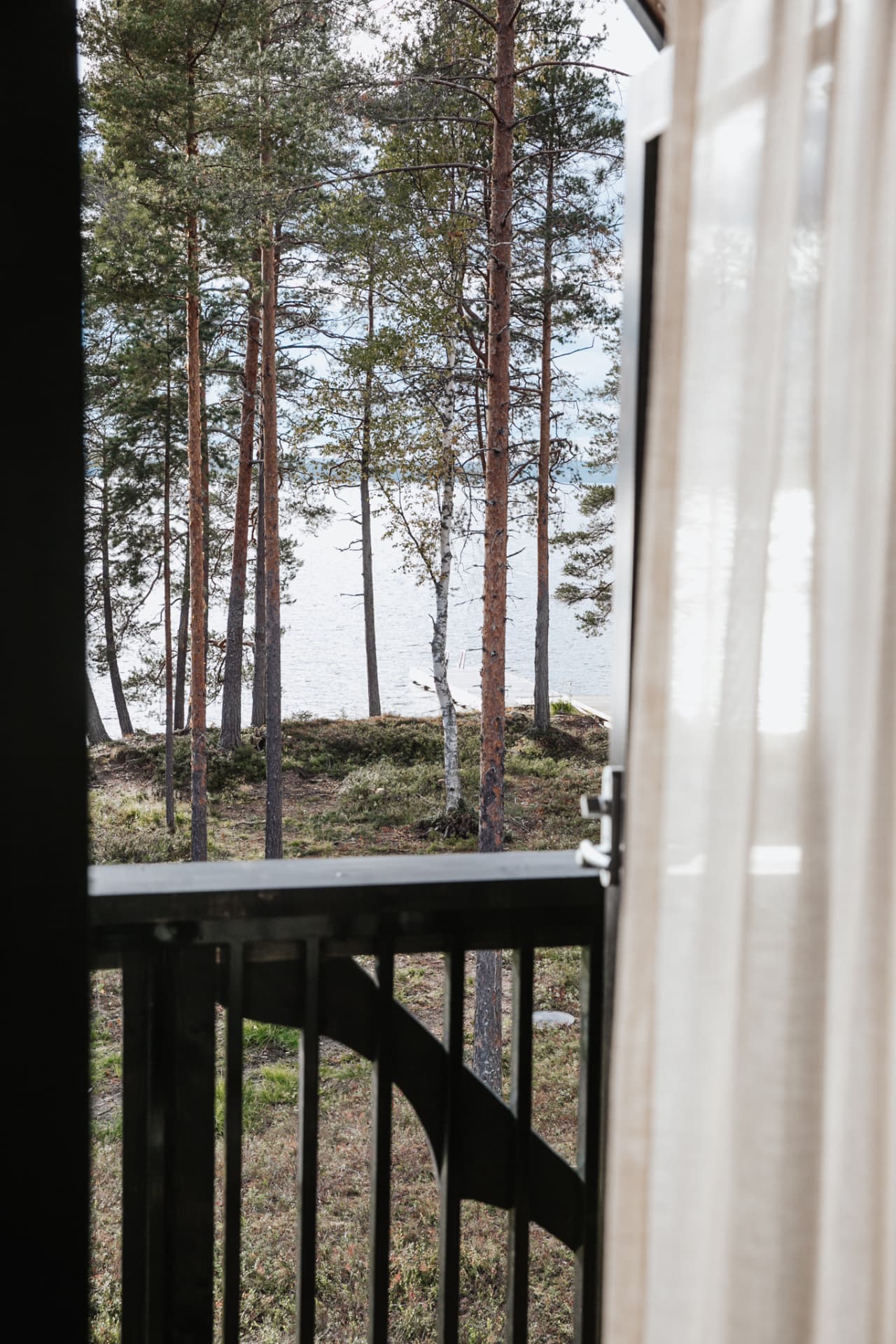 The lake from the terrace of Neituri Manor, a private lakeside retreat in Konnevesi