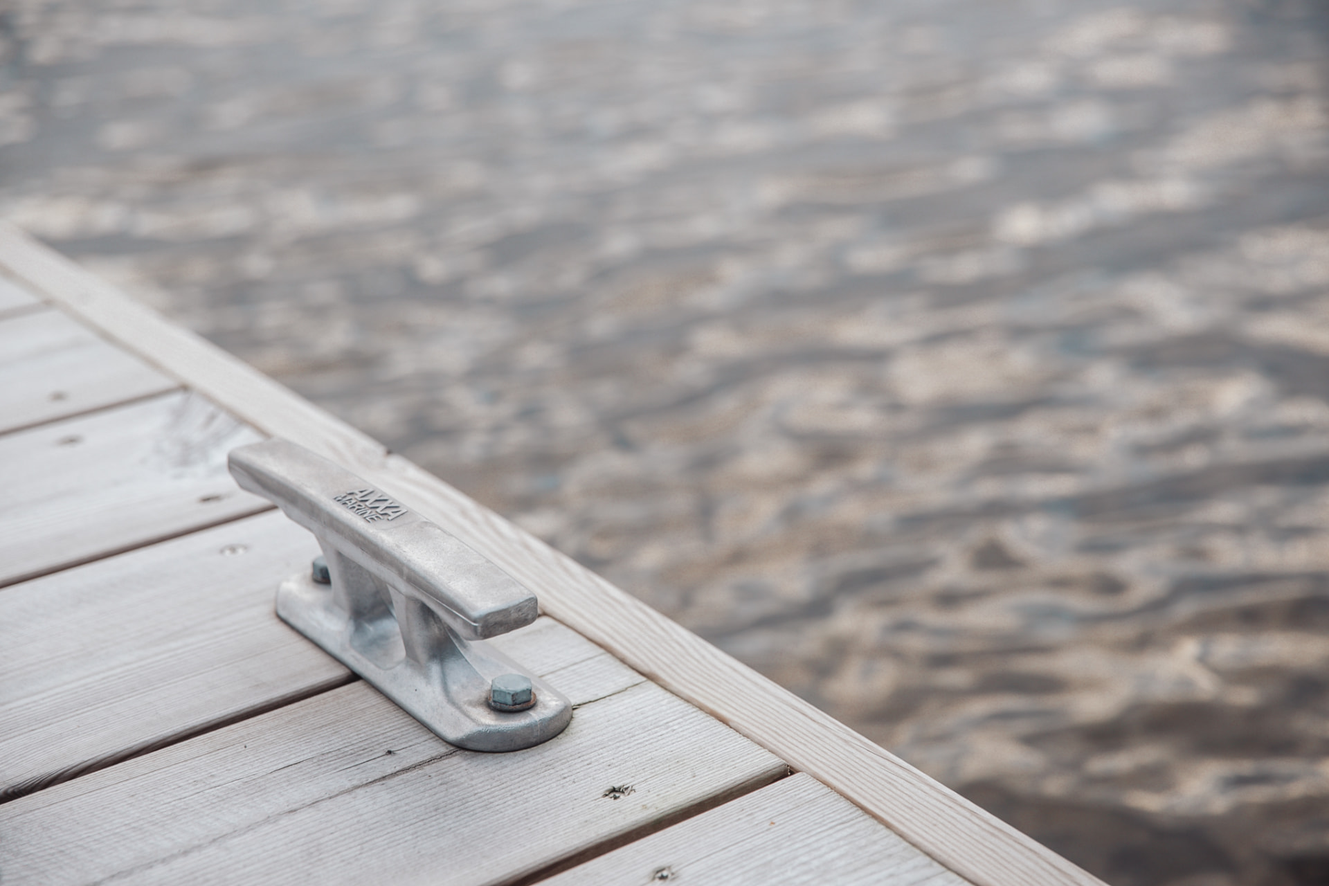 Cleat on the private jetty above the lake, where boats and fishing trips begin at Neituri Manor