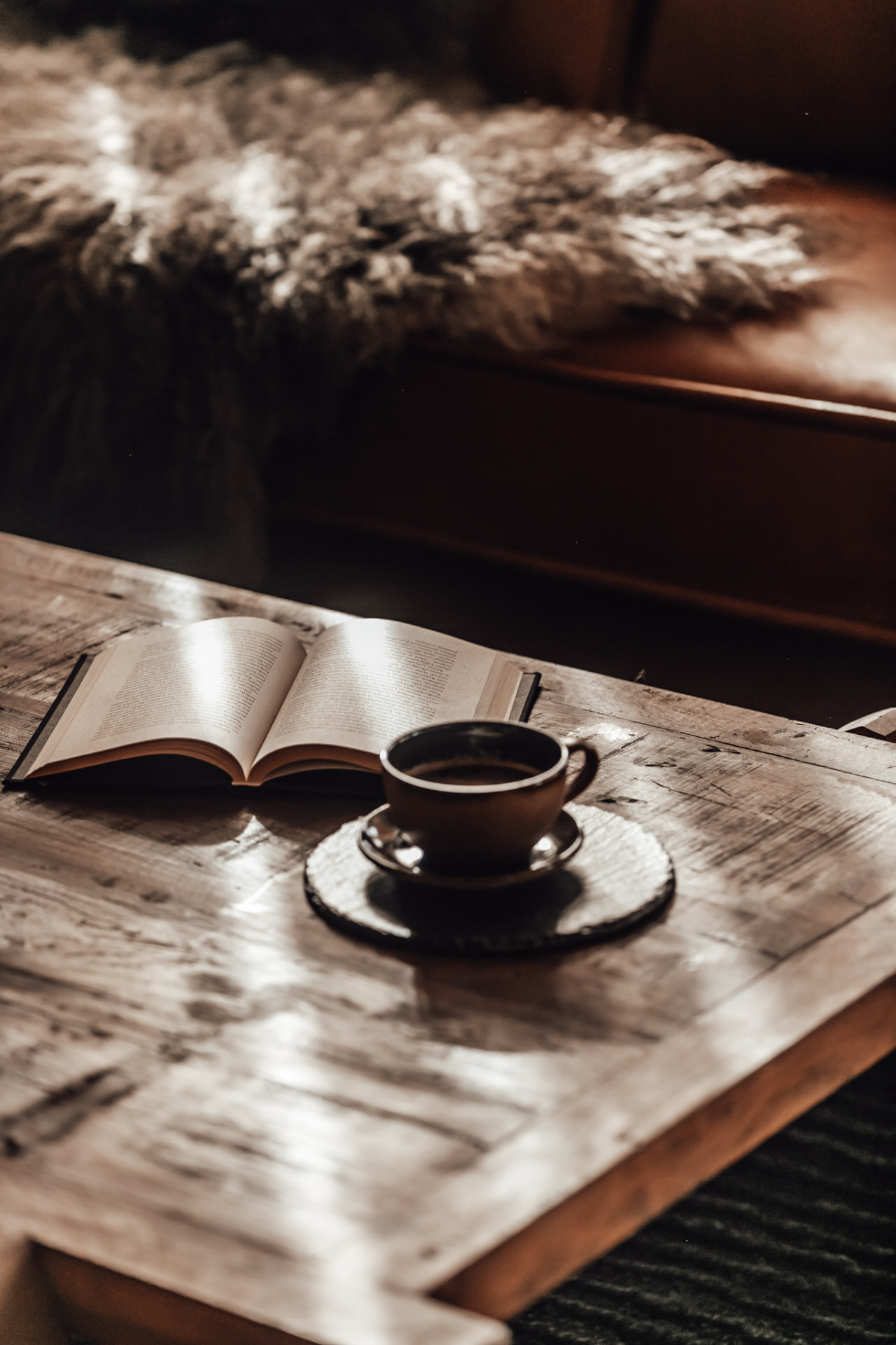 First terrace coffee and a book on a bright spring morning at Neituri Manor